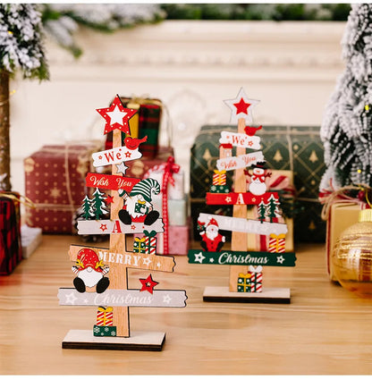 Wooden Christmas Tree Desktop Ornament Santa Claus Merry Christmas Sign Plaque Xmas Decoration for Home 2026 New Years Noel Gift