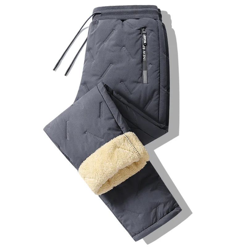 Winter Sweatwear Men Plush Thick Fleece Sweatpant Lambswool Thermal Trousers Casual Pants Waterproof Windproof Warm Pants