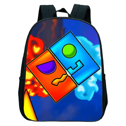 16 Inch Angry Geometry Dash Backpack Boys Girls Bookbag Cartoon Game Kids Kindergarten School Bags Toddler Childcare Backpack