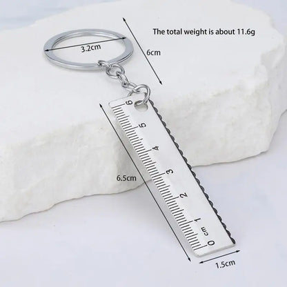 ♥Mini Stainless Steel Ruler Keychain | 1-5cm Portable Measuring Tool Key Rings (Anti-loss Measuring Ruler)