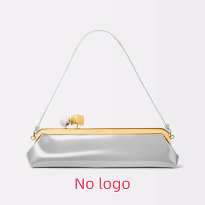 Long Clutch Bag with Removable Shoulder Strap, Women's Fashionable Baguette Bag, Luxury Designer Clip Handbag Purses for Ladies