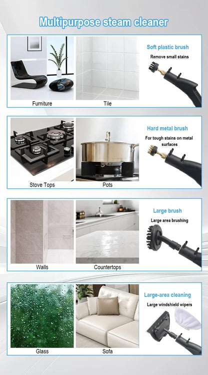 Multifunctional Handheld High Pressure Steam Cleaner Portable Household Steam Machine for Kitchen Hood Home Car Cleaning