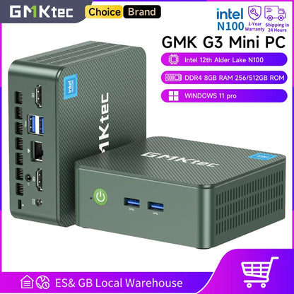 GMKtec G3 Mini PC Intel Alder Lake N100 Windows 11 Pro Desktop Computer 8/16GB RAM 256/512GB PCIe M.2 SSD WiFi 6 BT5.2 Mini PC