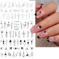 Black and White Love Flowers Line Art 3D Stickers Nail Decals Nail Art Accessories Butterfly Rose Nail Stickers Nail Sliders