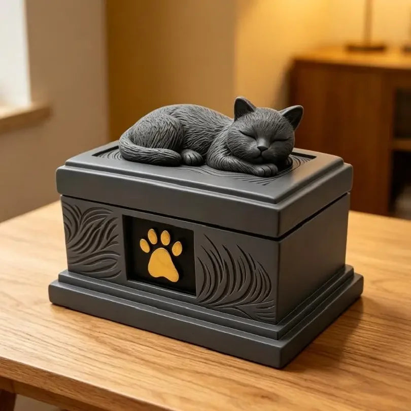 Pet Memorials Ornaments Resins Cats Asleep Urn Ashes Container Organizers for Animal Funeral Cremations and Cremations Gift 37JD