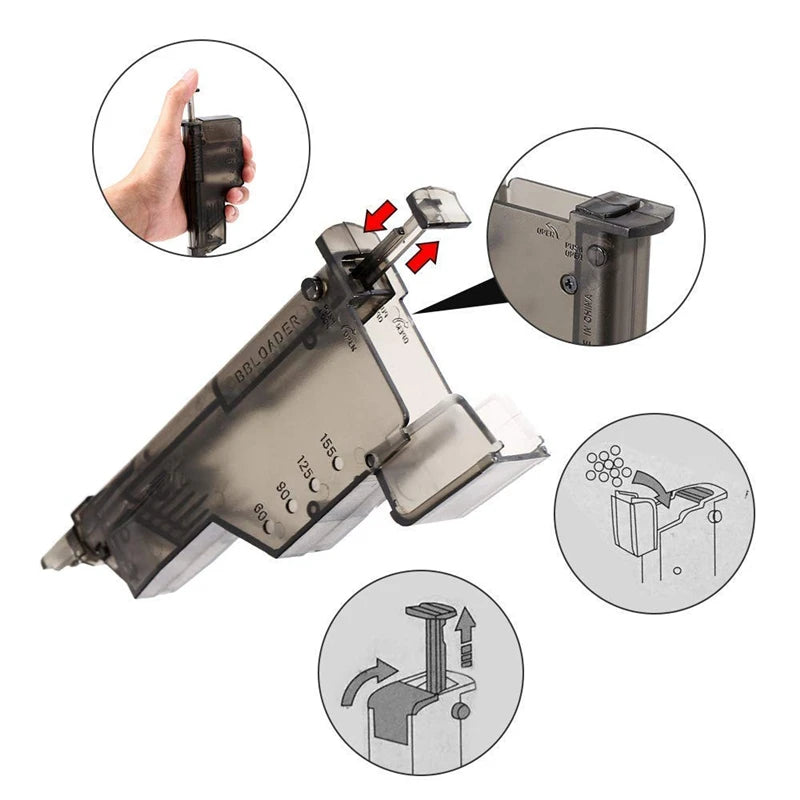 Airsoft Plastic BB Speed loader 155 Rounds War Games Combat Tactical BB Loader Paintball Outdoor Hunting Accessory