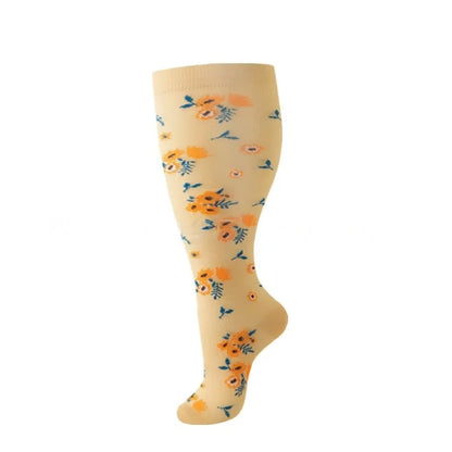 2XL-4XL Plus Size Compression Socks for Women Men 20-30 MMHg Wide Calf Extra Large Knee High Flight Sock for Circulation Support