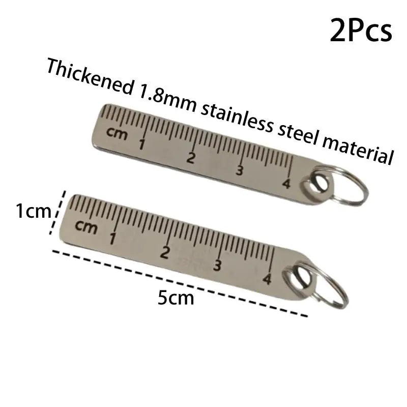 ♥Mini Stainless Steel Ruler Keychain | 1-5cm Portable Measuring Tool Key Rings (Anti-loss Measuring Ruler)