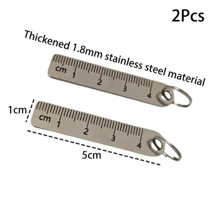 ♥Mini Stainless Steel Ruler Keychain | 1-5cm Portable Measuring Tool Key Rings (Anti-loss Measuring Ruler)