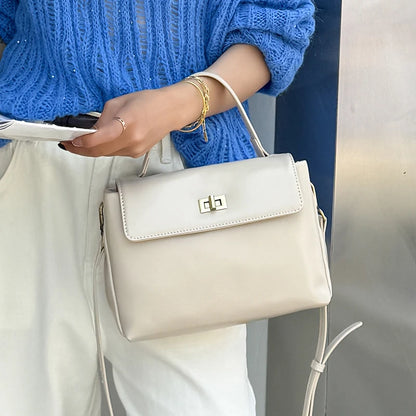 Genuine Leather Top Handle Crossbody Bag for Women Vintage Oil Wax Leather Shoulder Bag Small Luxury Designer Satchel Handbag