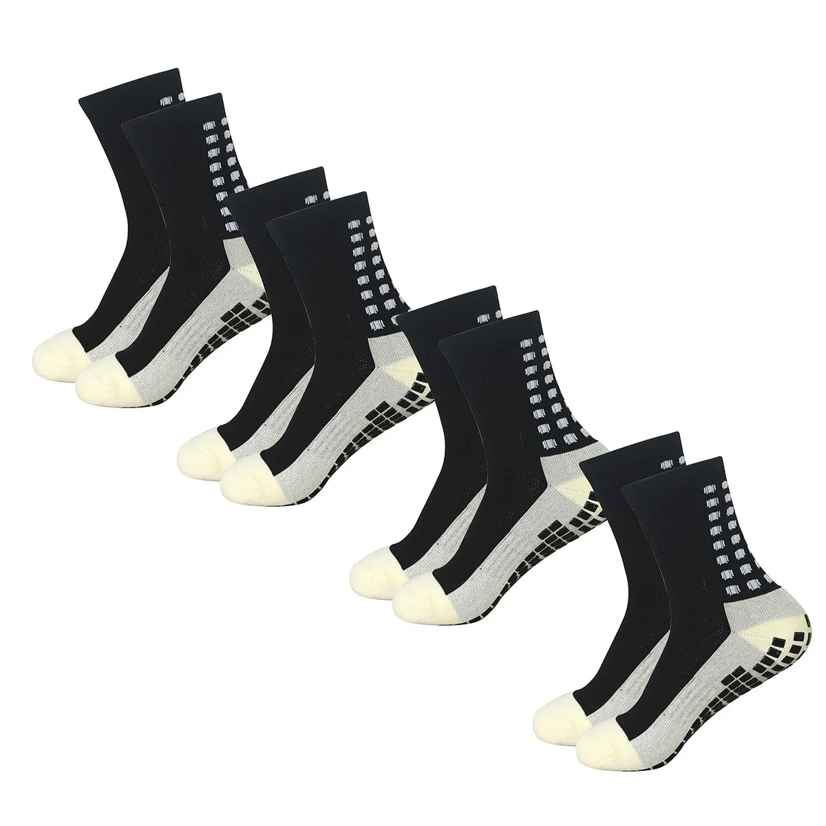 Men's Mid-Calf Sports Socks Breathable Anti-Slip Silicone Dotted Football Basketball Yoga Socks Comfortable Breathable Sports