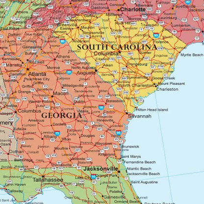 Canvas US American Administrative Map Unframed In English Prints Art Pictures Decoration Office Wall Decor Map School Supplies
