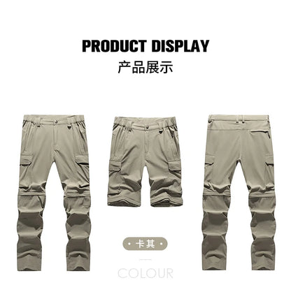 Men's Cargo Hiking Convertible Pants, Waterproof, Quick Dry, Lightweight, Removable Zipper, Perfect for Outdoor Adventures, Fishing and Camping, All-Season Versatile Hiking Gear.
