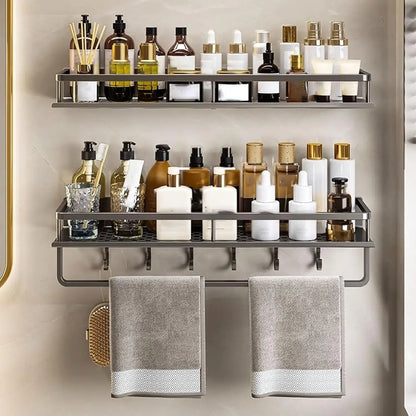Shower Shelf No Drill Wall Mount with Removable Hook Self-Adhesive Quick Drain Shelf for Bathroom and Kitchen Bathroom Shelf