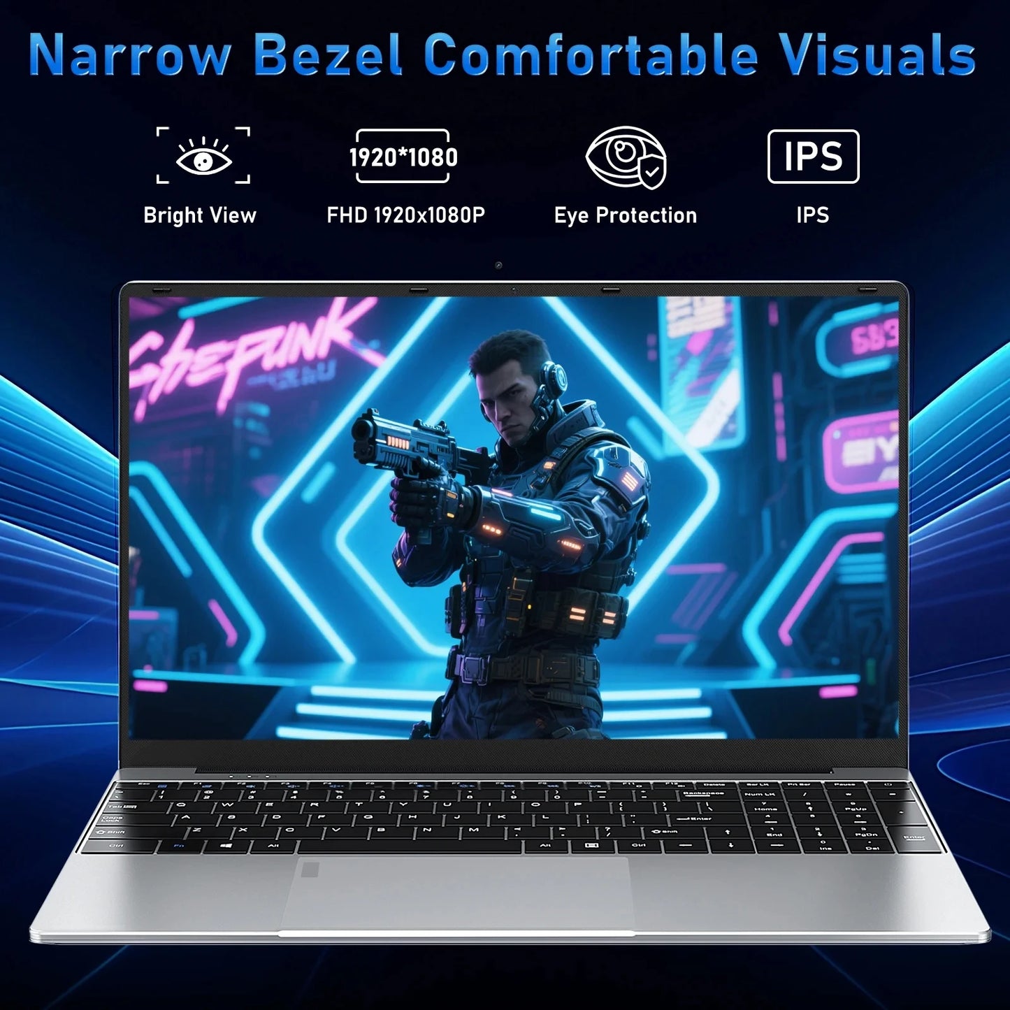 LENO 15.6" Laptop Large-screen 32GB RAM 2TB SSD Intel 6500Y Office Windows11 Notebook 5000mAh Gamer PC with Backlit Fingerprint