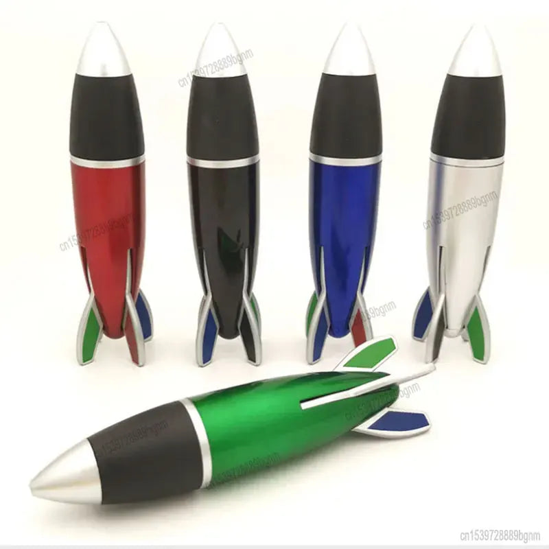 4in1 Color Retractable Rocket Ballpoint Pen 1.0mm Bullet Tip Office School Writing Signature Ball Pens Stationery Black Blue Red