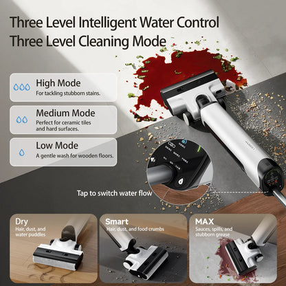 UWANT D500 Wet Dry Vacuum Cleaner 17000Pa Suction 180°Lay-Flat Cordless Mop AI Self-Cleaning 65°C Drying Triple-Sided Edge