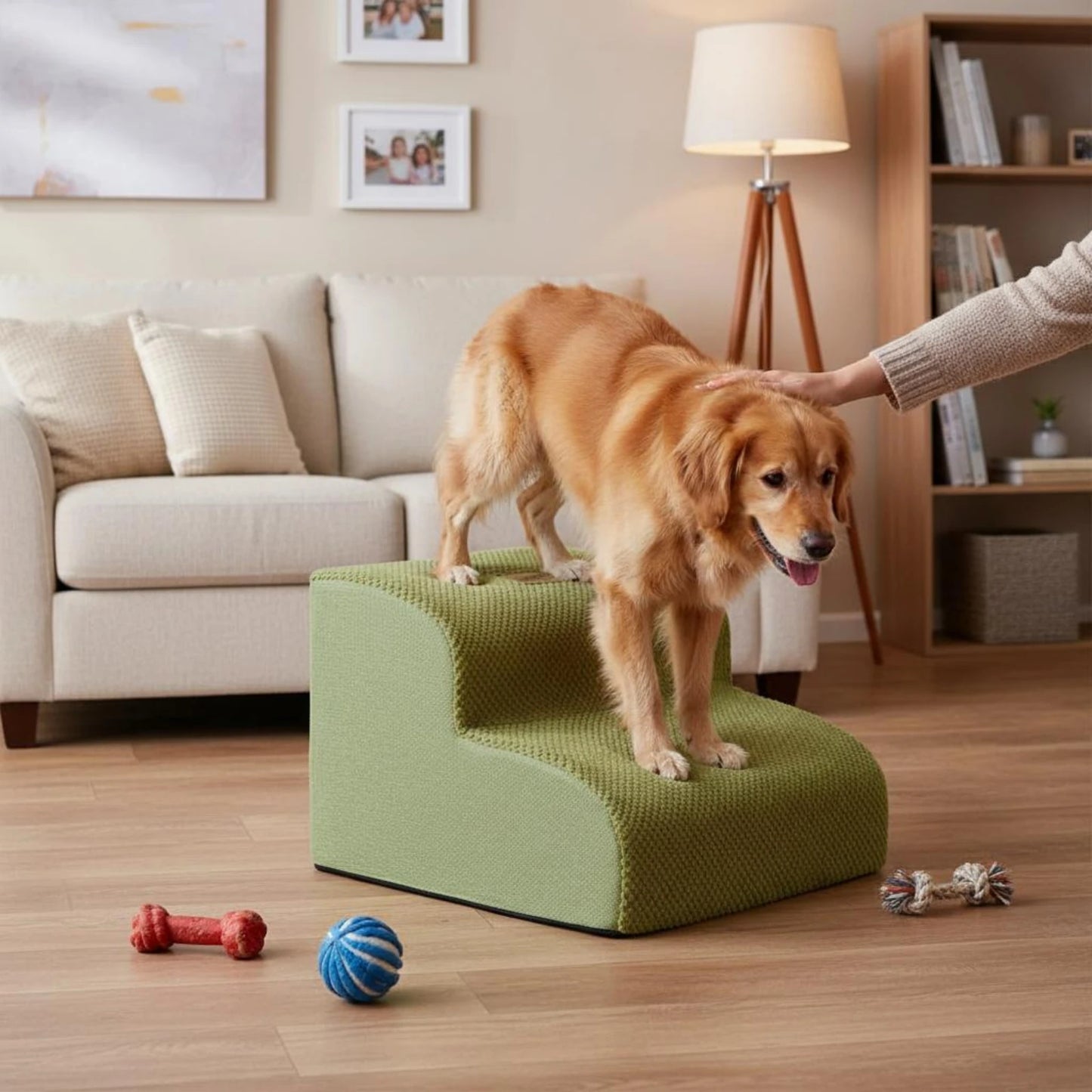 Pet Stair Ramp Washable Dog Ramp and Stairs Foam Pet Stairs Detachable Cover Sturdy for Sofa