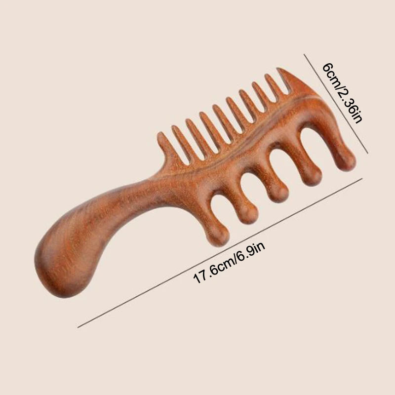 1Pcs Golden Silk Sandalwood Narrow Dual-purpose Comb Care Scalp Comb Gua Sha Meridian Dredging Hairdressing Tool