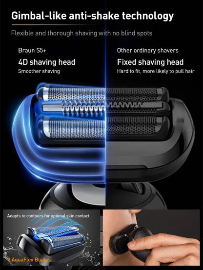 Braun Electric Shaver Series S5 Pro+ Reciprocating Electric Shaver Men Razors Ipx7 Waterproof Beard Trimmer Wet and Dry Dual