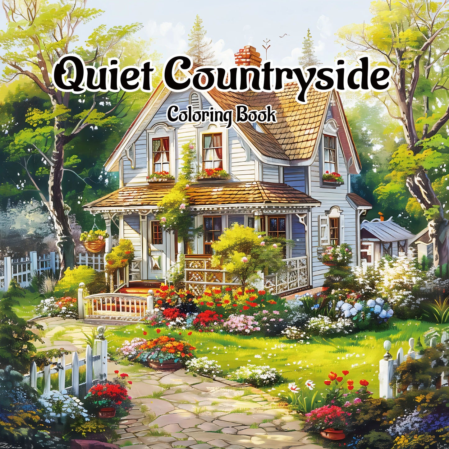 Quiet Countryside Coloring Book 20 Page House Landscape Adult Picture Book Kill Time Relaxing Art  Doodle Painting Drawing