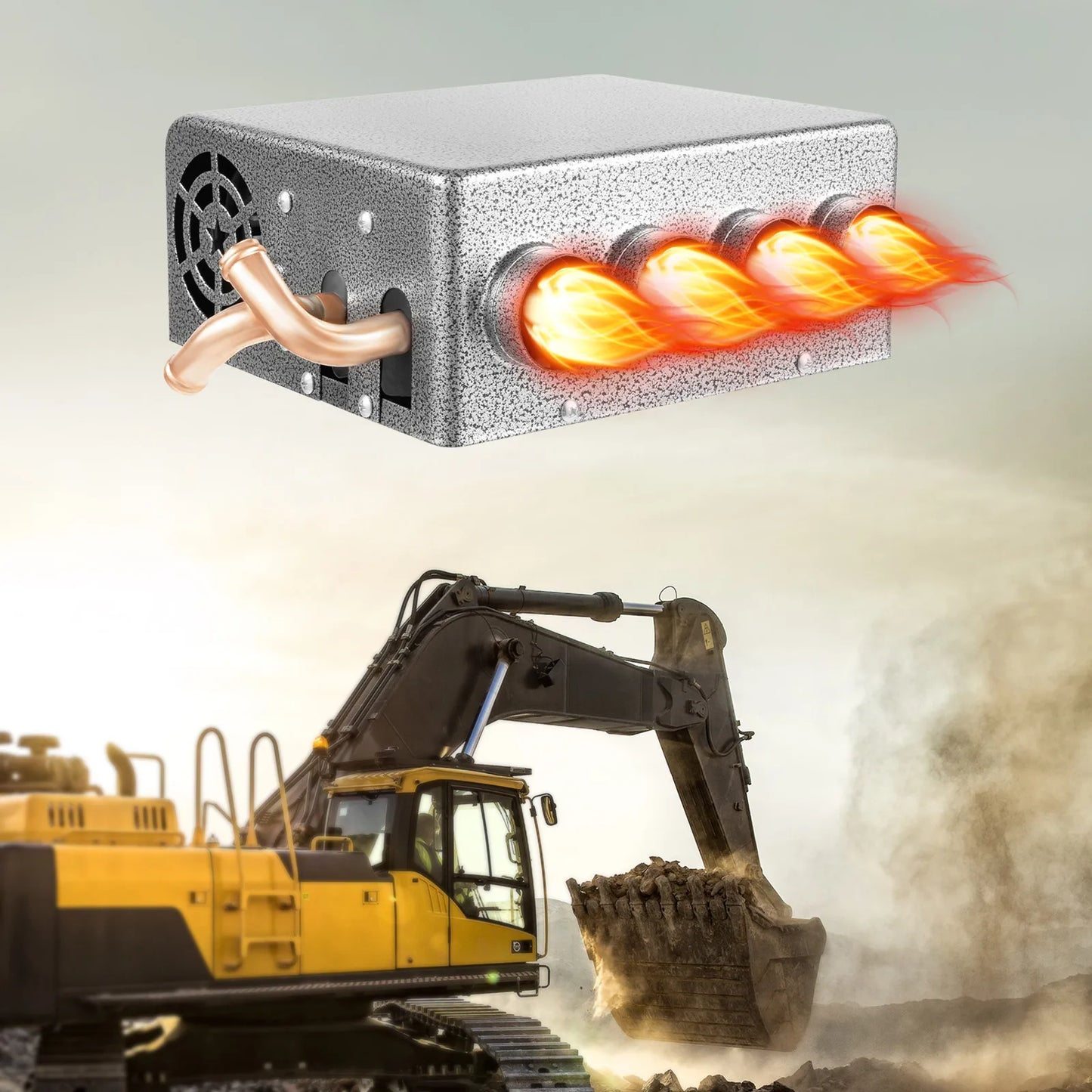 12V 4-in-1 Car Heater with Defogger Defroster Fan, Energy Efficient Auxiliary Heating & Ventilation for Trucks Vehicles