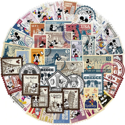 10/30/50pcs Disney Retro Mickey Stamps Cartoon Stickers Funny Graffiti Sticker for Kids Toy DIY Stationery Notebook Phone Decals