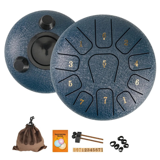 Miwayer 6" Steel Tongue Drum Gift Set | 11-Note Sound Healing Instrument w/Tuning Kit | Yoga/Meditation/Anxiety Relief Tool