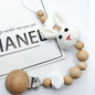 Cartoon Bunny Pacifier Chain Clip Wood Crochet Bear Teething Chain Baby Teether Soother Holder Newborn Chew Toys Pacifier Clips