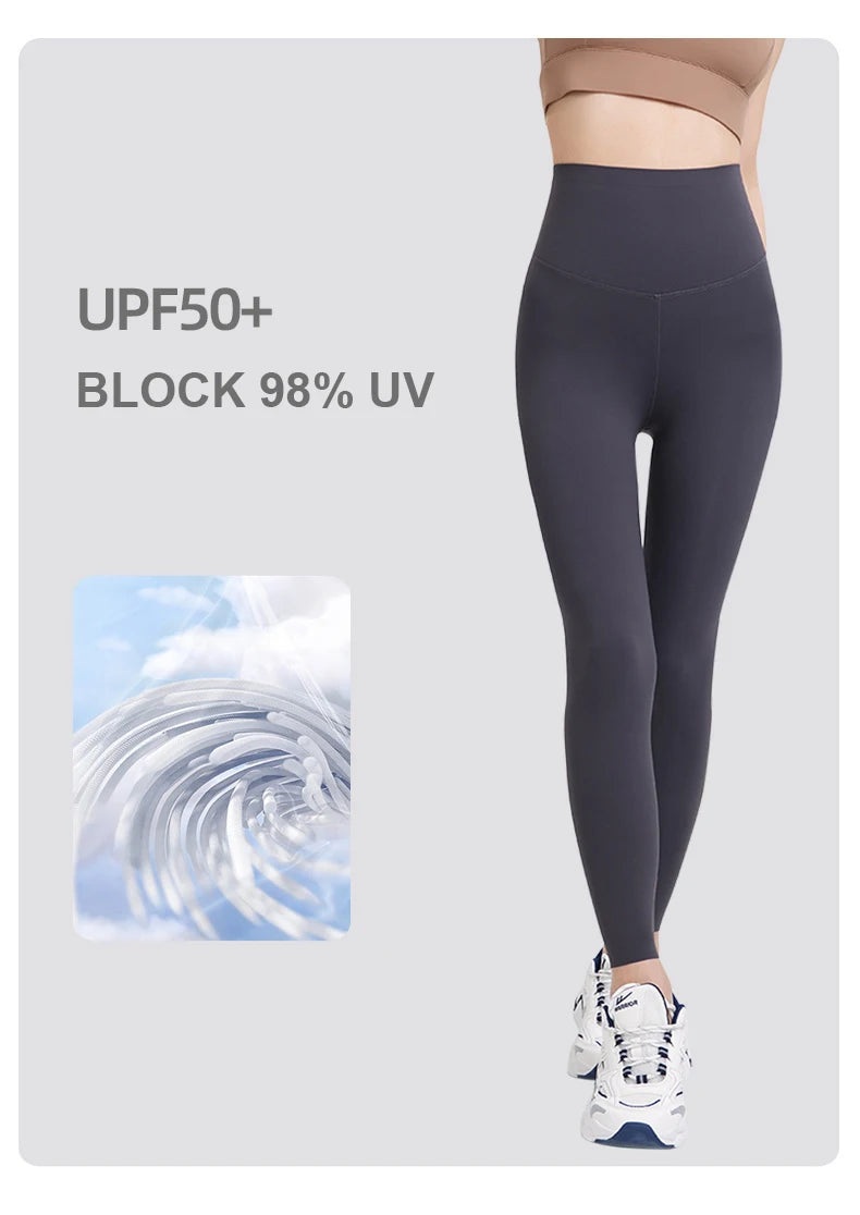BIVIGAOS High-Quality Summer Sunscreen Shark Leggings Women Ultra-Thin High Elastic Nude Feeling Seamless Sport Fitness Leggings