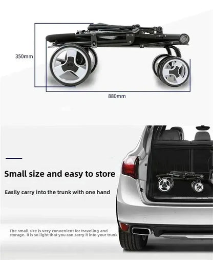 Portable Golden Retriever Large Dog Pet Stroller Cart Simple 4-wheel Foldable Large Capacity Stroller Outdoor Travel Pet Trolley