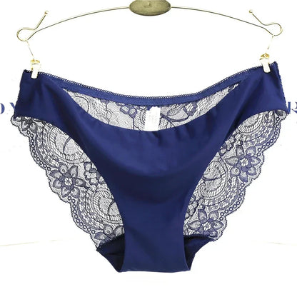Women's Sexy Lace Panties Seamless Cotton Breathable Briefs Girls Transparent Underpants Plus Size Brand Underwear 1 Piece