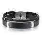 Bracelet Homme Twist Braid Leather Rope Bracelets For Men Stainless Steel Hiphop Rock Fashion Jewelry Accessories Wholesale