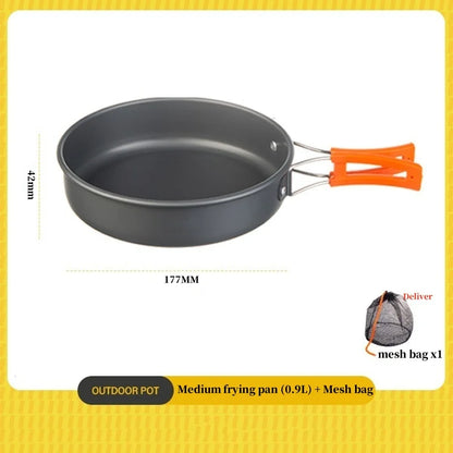 Camping Cookware Cooking Kettle Pot Hiking Picnic Equipment Portable Frying Pan Hanging Pot, Hiking Picnic Tableware