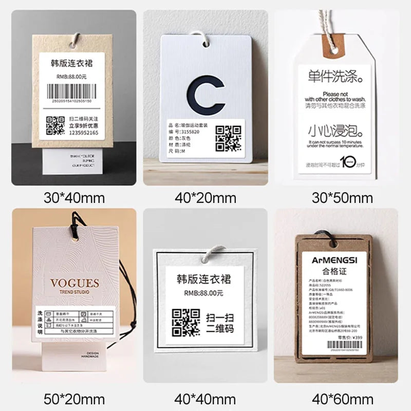 30/40mm Width Thermal Label Paper Roll White Self-adhesive Sticker Waterproof Barcode Food Price DIY Tag For Printer M220 P50