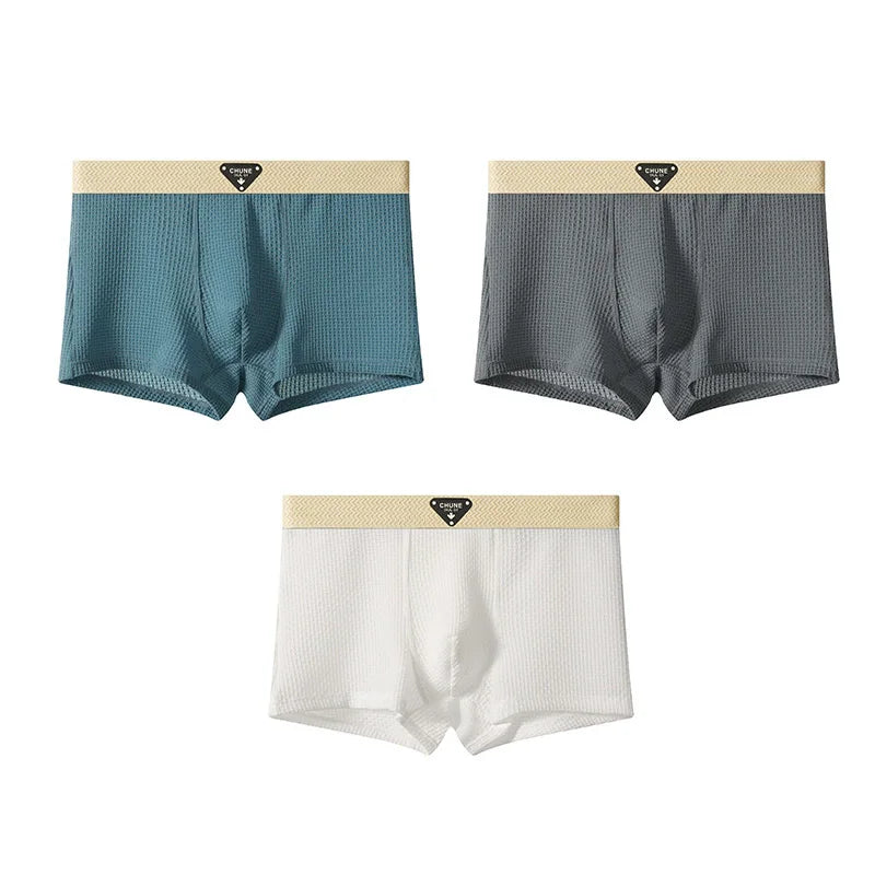 1/3PCS Men's Cool Ice Silk Boxers Shorts Summer Satin-like Solid Underpants Skin Friendly Breathable Mesh Crotch Male Underwear