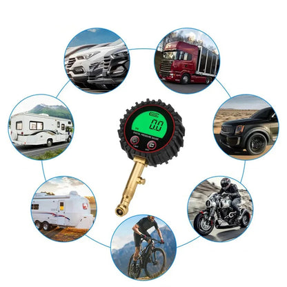 Tire Pressure Gauge 3-255PSI Backlight LCD Display Digital Air Pressure Gauge For Car Trucks Bikes