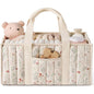 Diaper Caddy Organizer, Stylish Nursery Storage Basket, Gift for Baby Shower, Newborn Essentials, Floral Beige