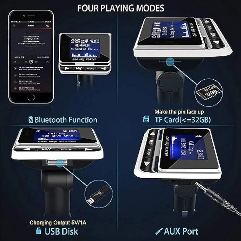 FM12B 1.44 Inch LCD Bluetooth Car MP3 Player Handsfree Wireless FM Transmitter Radio Adapter USB Car Charger Remote Control