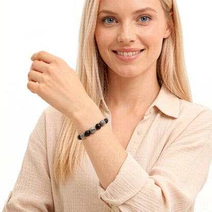 Bracelet Hero Rebel Bead Europe Style Fashion Jewelry Gift For Men And Women,In Sterling Silver And Black Obsidian
