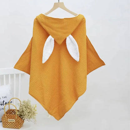 Baby Cotton Hooded Bath Towels Rabbit Ears Cloth Towel Cloak Beach Bathrobe Soft Wrap Blanket for Infants Newborn Boys Girls