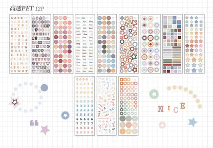 30/60 Pcs Multi material die-cutting Cartoon sticker book Kit Scrapbooking Stickers Decor Journal Supplies Aesthetics Stationery