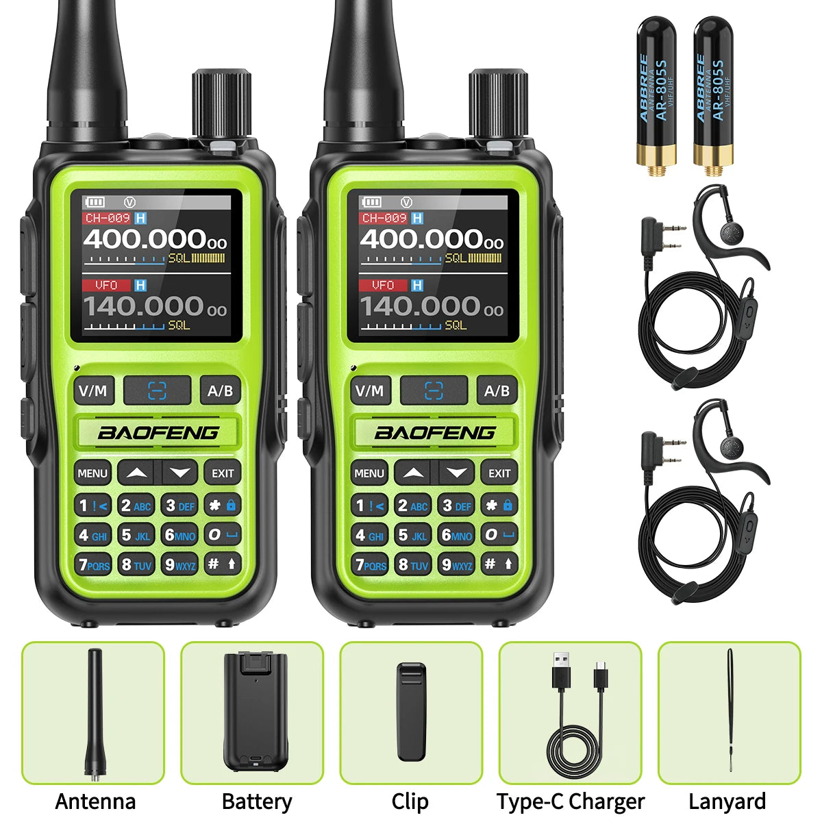 1/2PCS BAOFENG UV-5R Mini Walkie Talkie Dual PTT Wireless Bluetooth Programming Multi-Band Type-C Charge Long Range Ham Radio