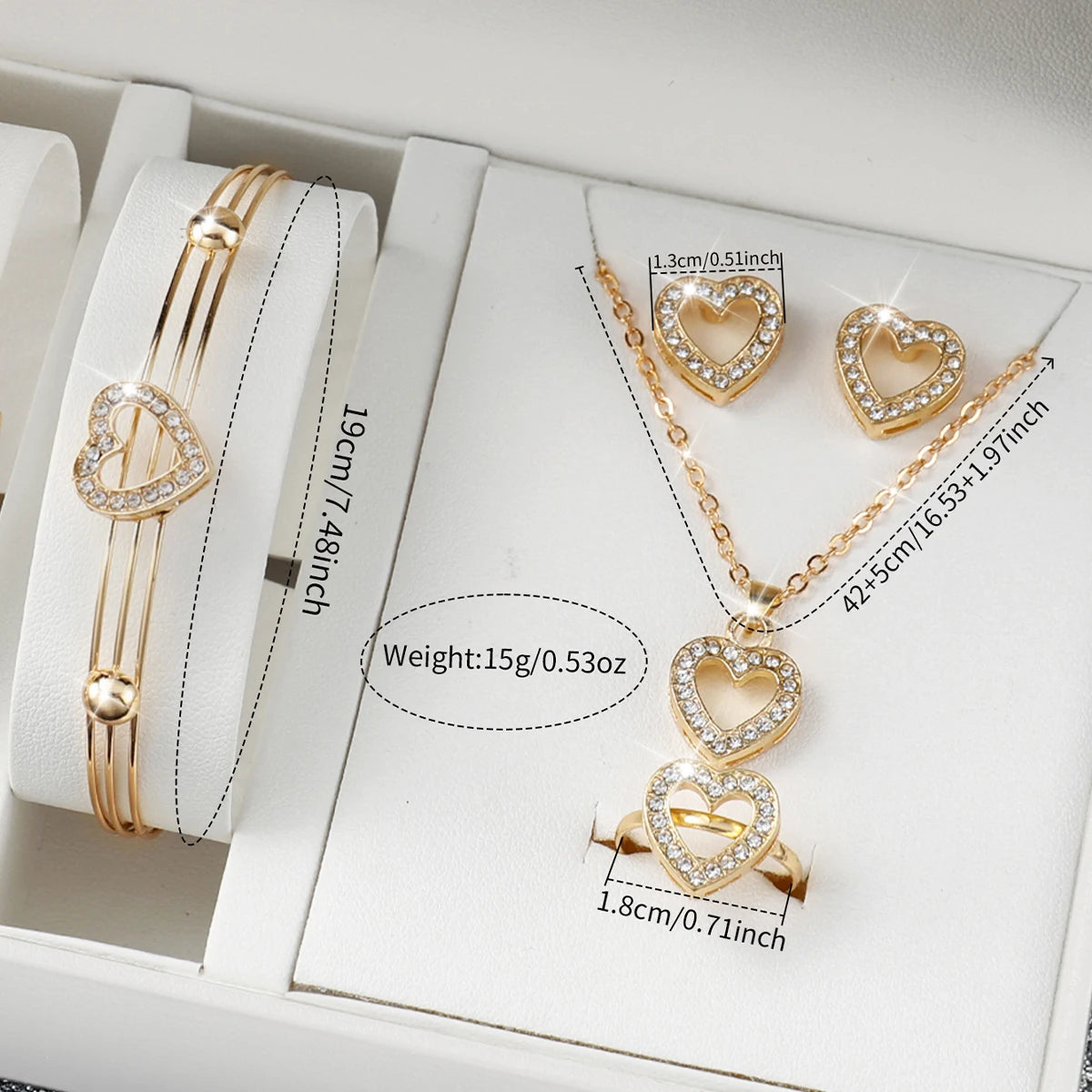 6PCS/Set Fashion Women's Quartz Watch Stainless Steel Band Wrist Watches Diamond Jewelry Set(Without Box)