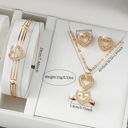 6PCS/Set Fashion Women's Quartz Watch Stainless Steel Band Wrist Watches Diamond Jewelry Set(Without Box)