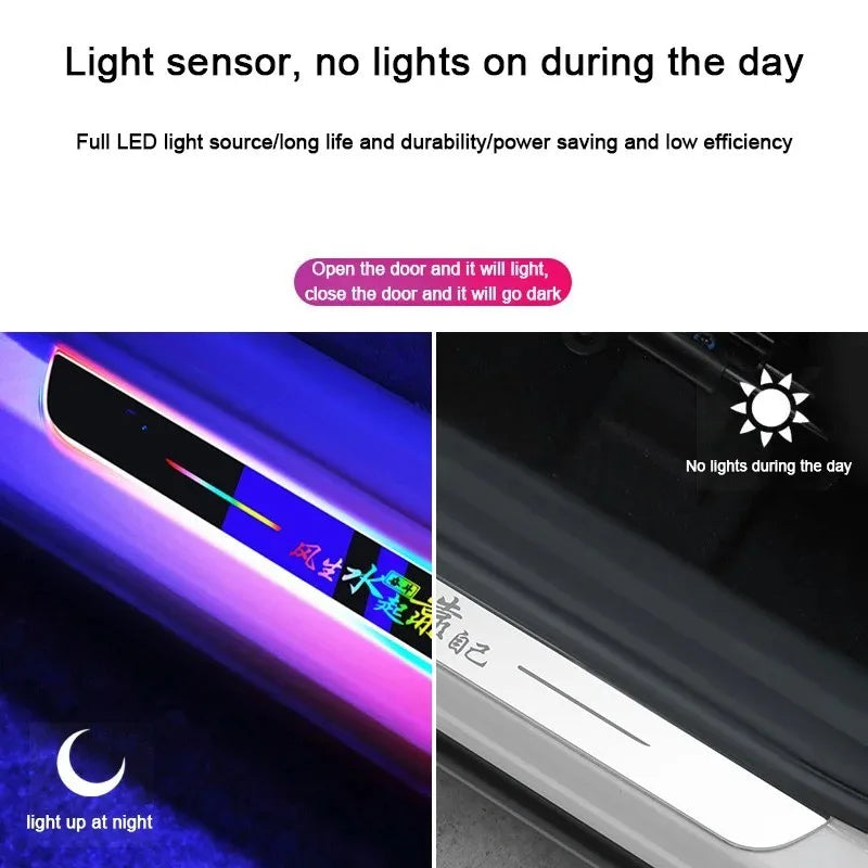 Customized Car Glows Welcome Door Sill Strip Light Threshold Lamp Welcome Scuff Plate Pedal Light Ambient Light illuminated