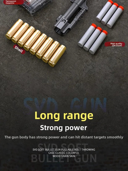 Soft Bullet Sniper Toy Gun Manual Loaded Shell Ejecting Firable Outdoor Battle Gun Model Christmas Gift