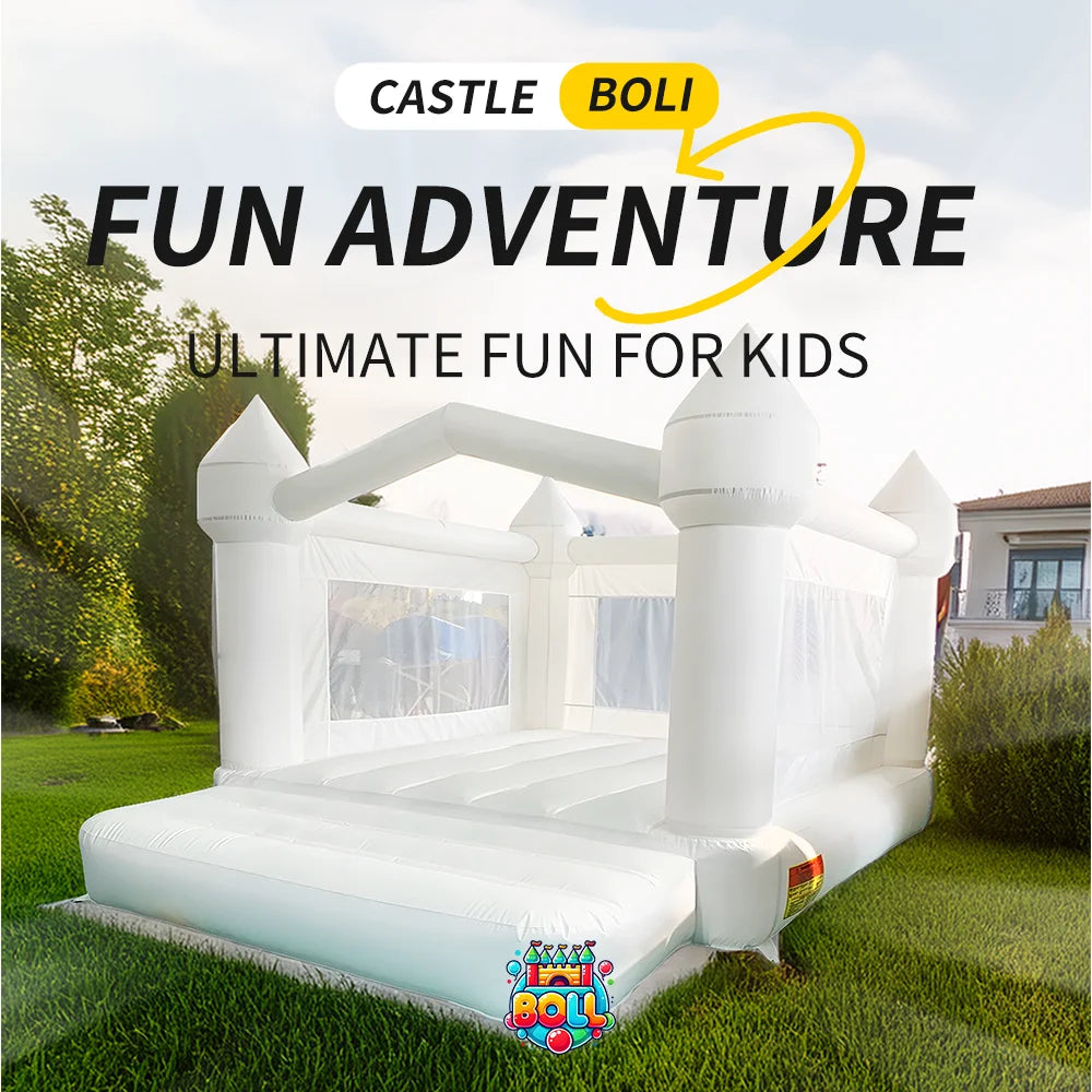 Oxford Jumping Bouncy Castle Bouncer for Wedding Party with Carrying Bag Repair kit Inflatable White Bounce House Professional