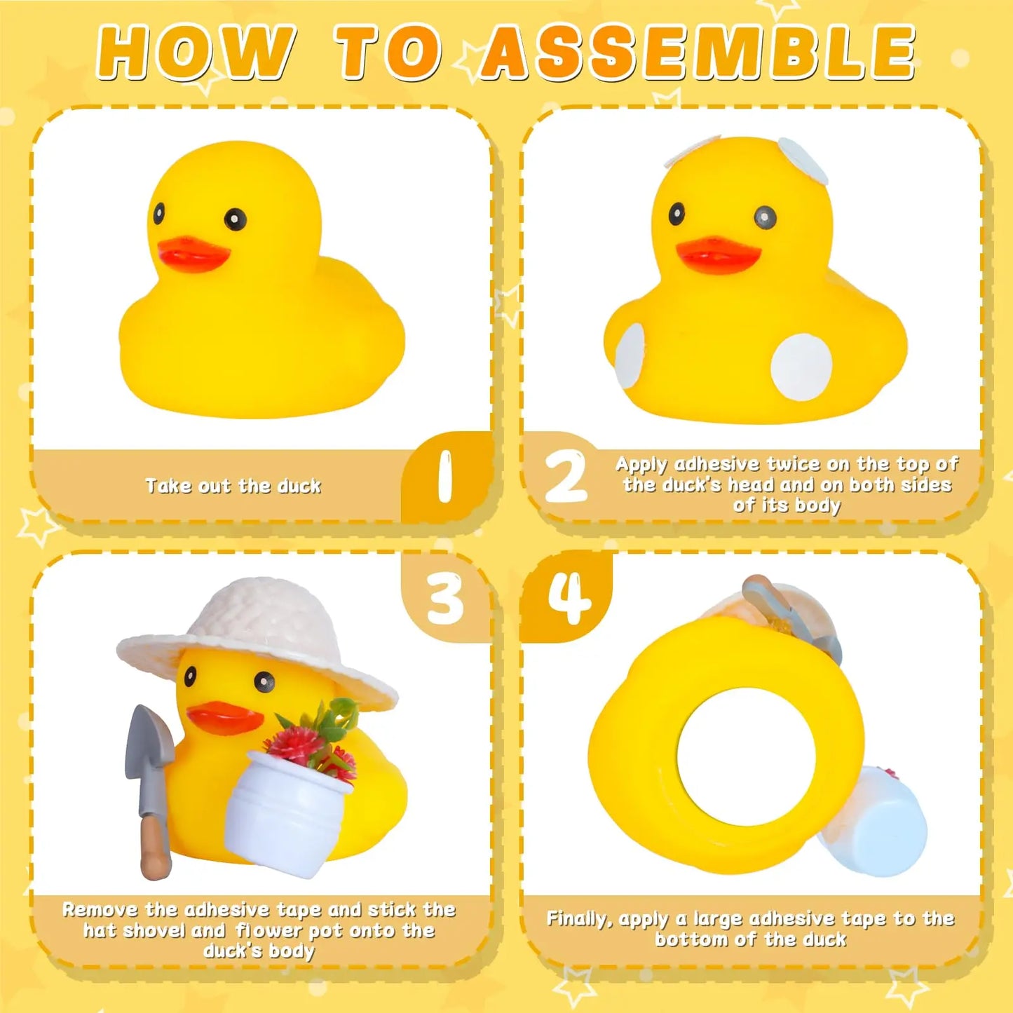 Gardener Duck  Car Rubber Duck for Jeeps Car Dashboard Decoration with,Squeaky Duck Party Favors Baby Bath Toys Kids Toys