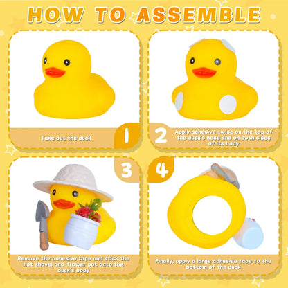 Gardener Duck  Car Rubber Duck for Jeeps Car Dashboard Decoration with,Squeaky Duck Party Favors Baby Bath Toys Kids Toys